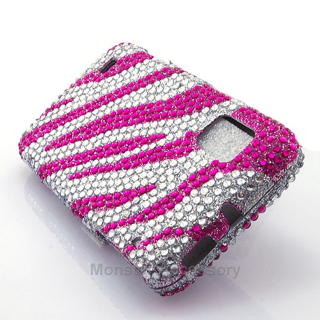 Pink Zebra Bling Hard Case Cover For ZTE Warp N860 Boost Mobile  