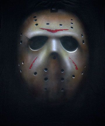 JASON VOORHEES FRIDAY THE 13TH AIRBRUSHED MASK T SHIRT  