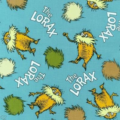 FQ Dr. Seuss The Lorax Character Words Earth Teal Organic Cotton Fat 