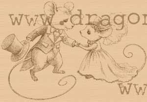 Wedding mice rubber stamp WM 3.5x2.5  