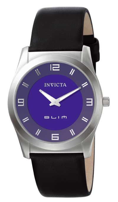 Invicta 5142 Watch Mens Sleek Slim Black Leather Watch  