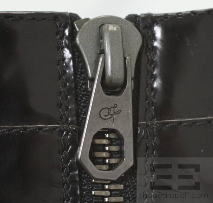 Proenza Schouler Black Leather Zipper Front Platform Ankle Boots 