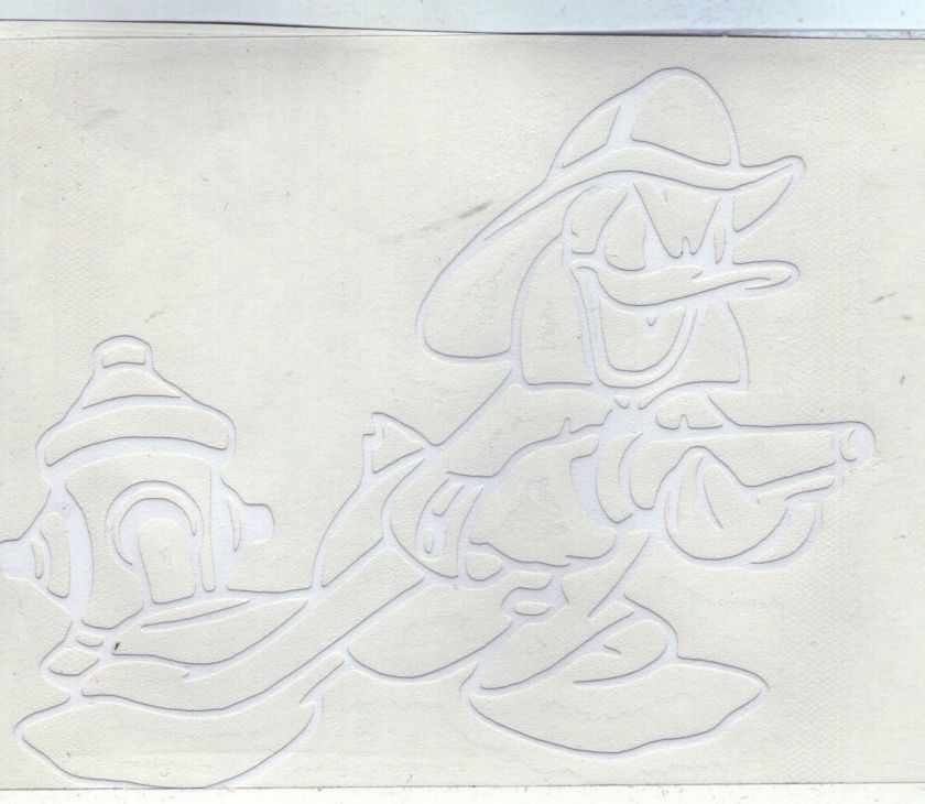 Cut Out Sticker Disney Donald Duck Fireman White  