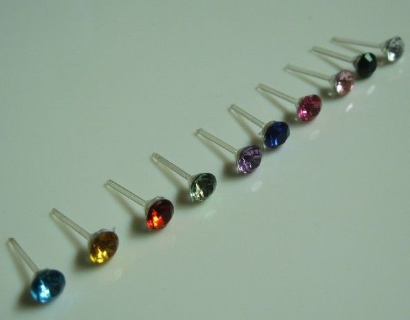 Wholesale Lots Nice 40 Pcs Of Multi Colored Crystal Stud Earrings 5mm 