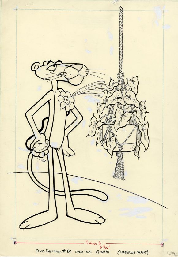 PINK PANTHER #80 ORIGINAL COVER ART 1980 FLOWER SQUIRT  