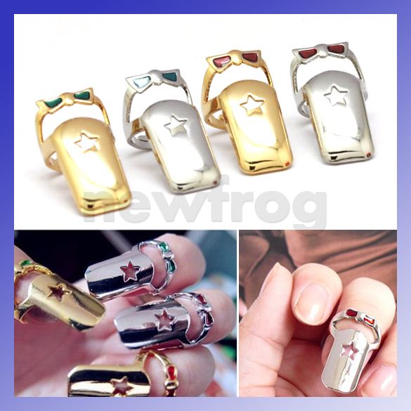   Colors Fashion Girl Lady Retro Punk Cool Finger Tips Nail Ring  