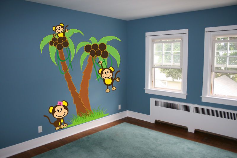 FT Palm Trees with Monkeys Wall Decal Sticker Mural  