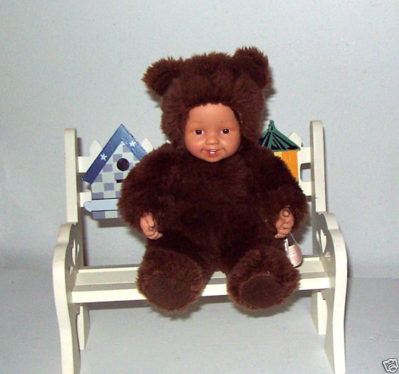 Anne Geddes Baby Brown Teddy Bear Baby Doll 7 sitting  