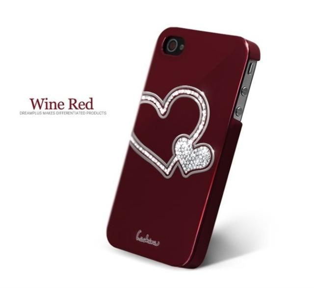 Love Heart Swarovski Diamond Crystal Hard Case Cover For iphone 4 4s 
