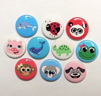 10 CUTE ANIMAL Buttons Pins Badges 1 Animals  