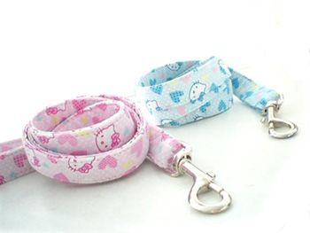 Kitty Pet Dog Collar Leash set Pink OR Blue  