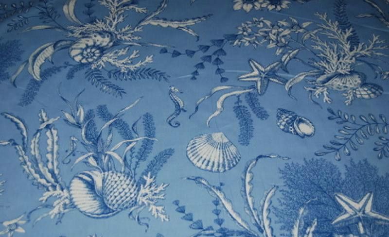 HD736 Sea Life Toile Shell Ocean Seahorse Fish Coral Cotton Fabric By 