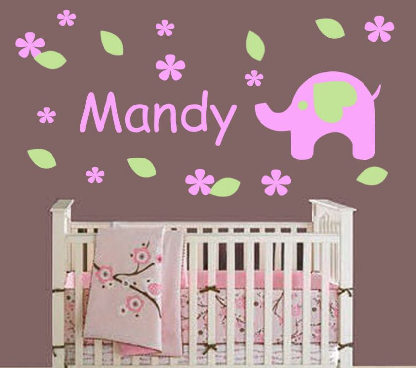 Elephant Wall Decal Baby Nursery Decor Personalized Great for Gift 