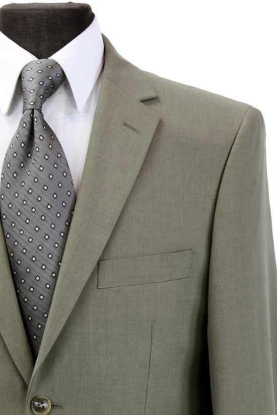 Paolo Giardini Mens Suit Poly Solid Khaki 2 Button 2 Vent Jacket Flat 