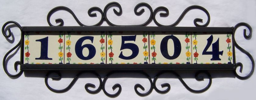 FL FIVE  Mexican HOUSE  NUMBER Tiles & Iron Frame