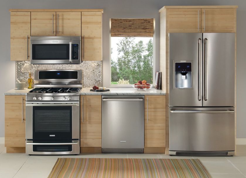   Stainless Steel 4 Piece Appliance Package with Side by Side #10  