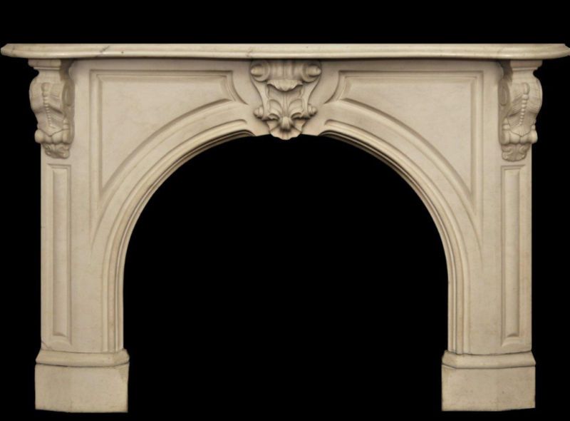 ANTIQUE VICTORIAN MARBLE FIREPLACE MANTEL, ca 1860  