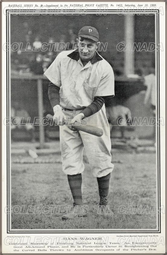 HONUS WAGNER 1905 ★ Baseball POLICE GAZETTE Pittsburg National Team 